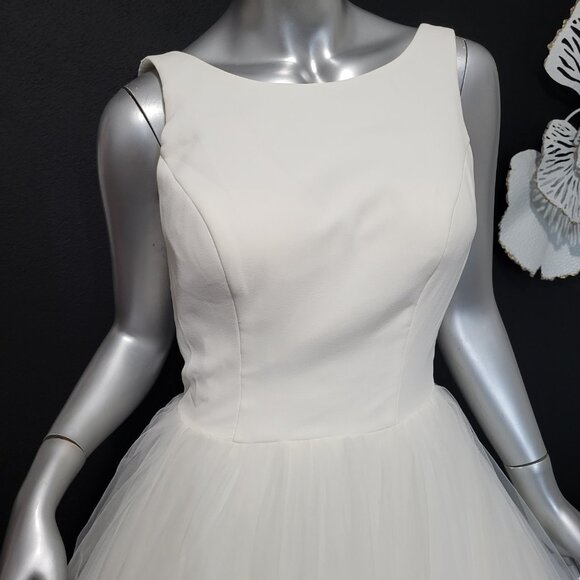 $1780~JUSTIN ALEXANDER~4/6~IVORY OFF WHITE FIT & FLARE BALLGOWN WEDDING DRESS - Picture 7 of 16